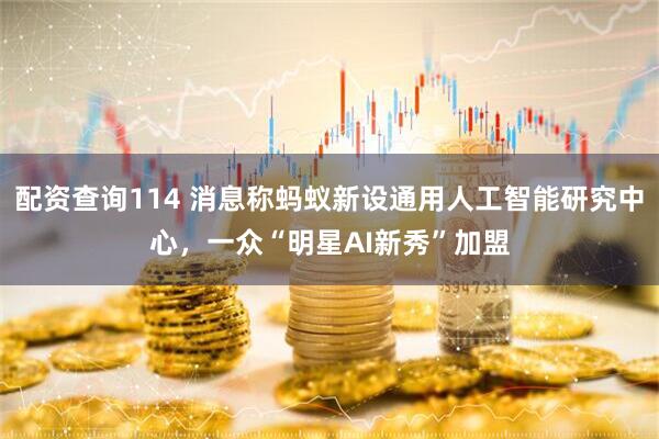 配资查询114 消息称蚂蚁新设通用人工智能研究中心，一众“明星AI新秀”加盟